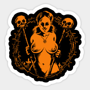 Satanic Babe (orange version) Sticker